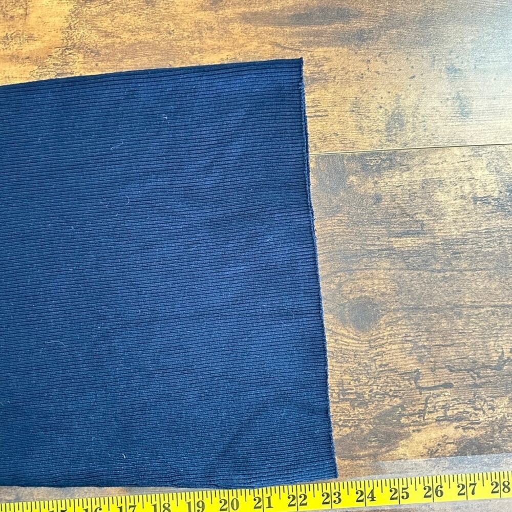 Zara Ribbed Knit Sweater Pants Large Petite Navy Wide Leg Loungewear Cozy Preppy - Picture 4 of 8